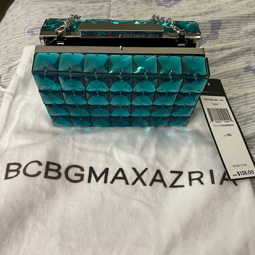 BCBGMaxazria Lulu clutch w/ removable silver chain strap. New with tag.